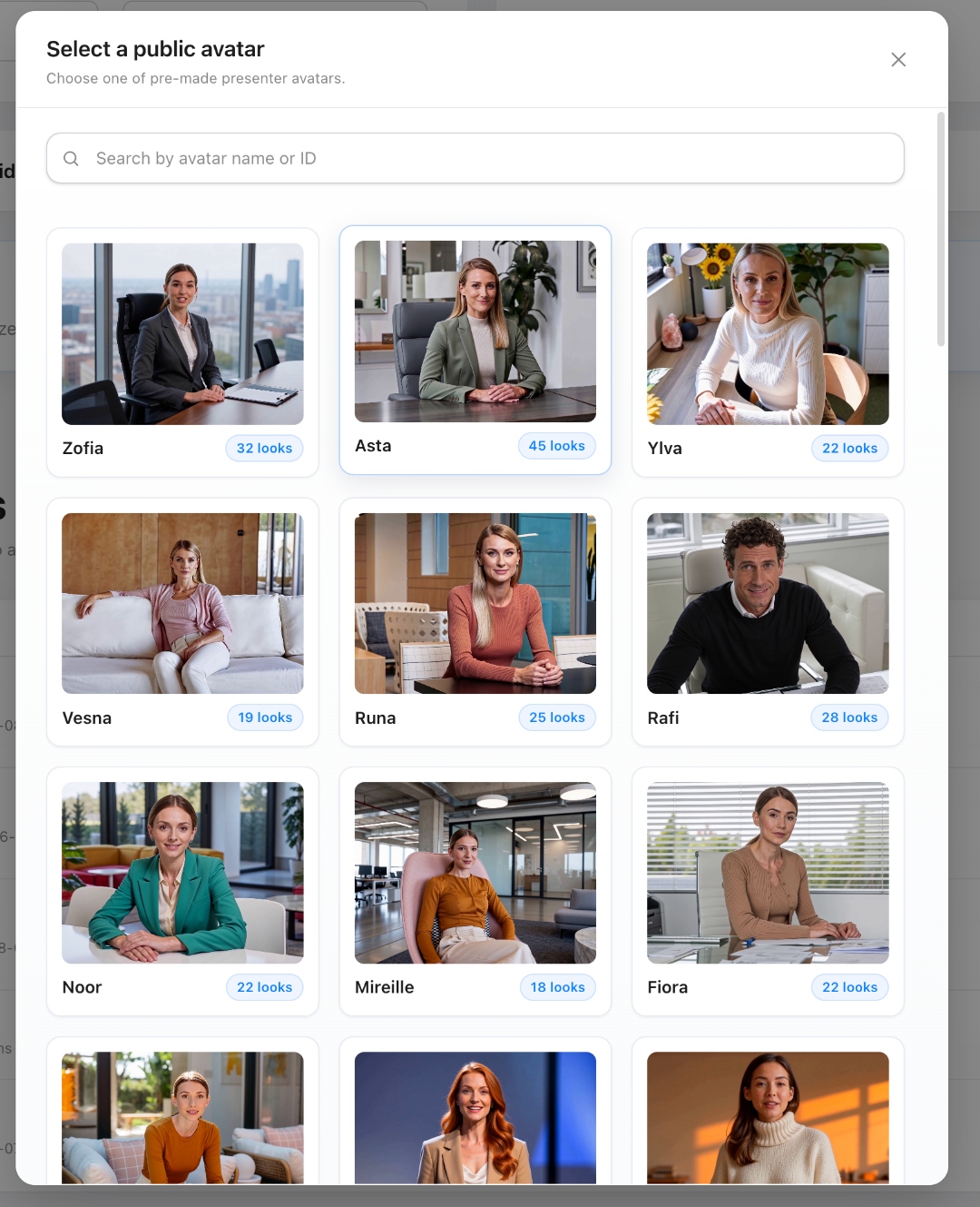 The AI presenter catalog inside PersonAIble