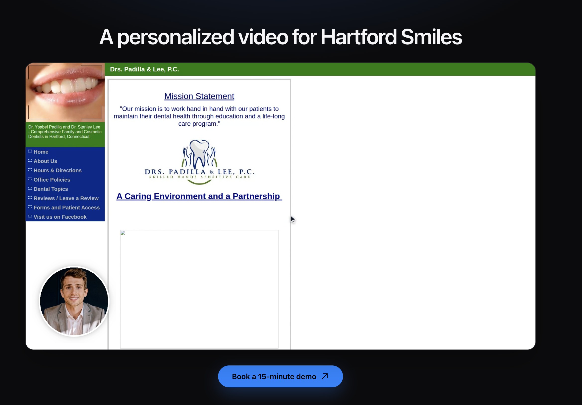 A finished personalized video page built for a real prospect's business