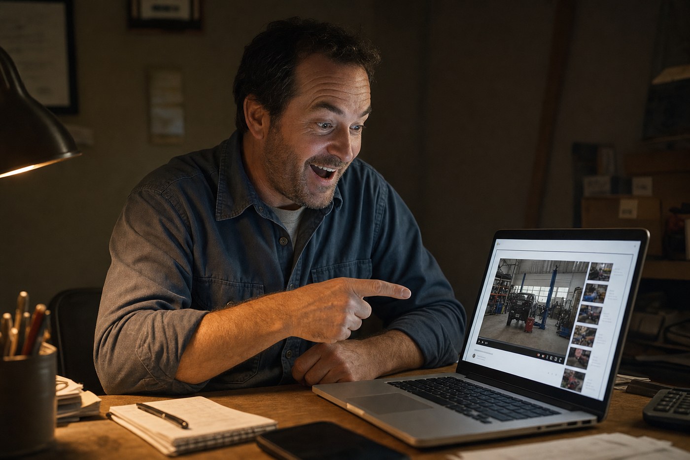 A local business owner reacting to a personalized video about his own website